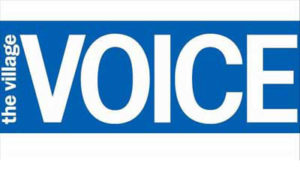 The Village Voice logo small size in blue color with white background