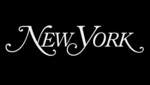 New York logo in white on a black color background