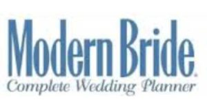 Modern Bride logo in blue on a white color background